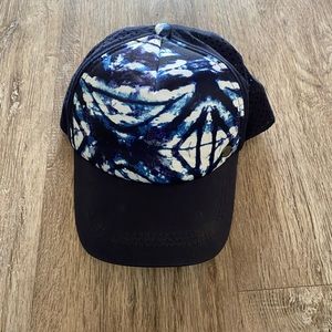 Roxy hat adjustable SnapBack blue IKAT tye dye baseball cap